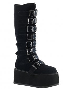 Damned 318 Velvet Knee High Gothic Platform Boot