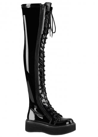 DemoniaCult Emily 375 Patent Thigh High Boot