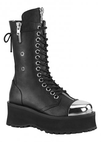 DemoniaCult Gravedigger 14 Black Mid Calf Boot