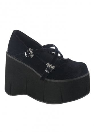 DemoniaCult Kera 10 Velvet Platform Wedge