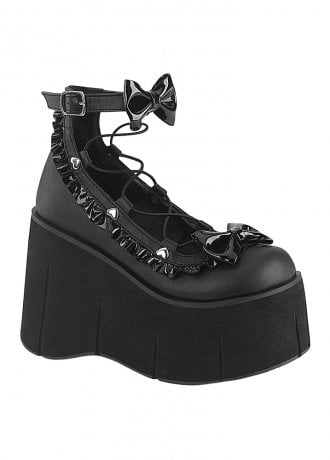 DemoniaCult Kera 18 Bows & Ruffles Wedge