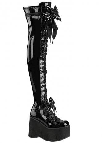 DemoniaCult Kera 303 Patent Thigh High Boot