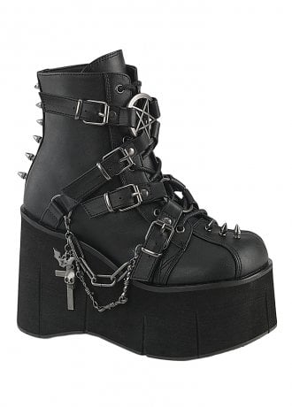 DemoniaCult Kera 68 Pentagram Wedge Boot
