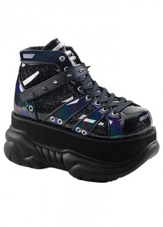 DemoniaCult Neptune 100 Black Glitter Platform Boot