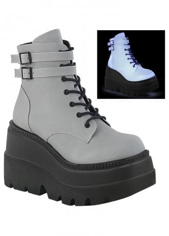 DemoniaCult Shaker 52 Grey Wedge Boot