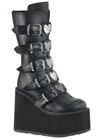 DemoniaCult Swing 230 Black Heart Platform Boot