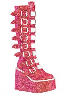 Swing 815 UV Pink Glitter Buckle Platform Boot