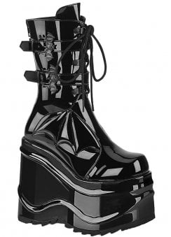 Wave 150 Patent Bat Buckle Platform Boot