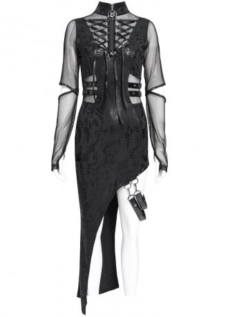 Devil Fashion Mesh Splice Cutout Dress