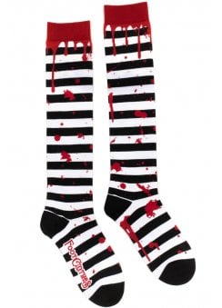 Sanguine Stripes Blood Splatter Knee High Socks