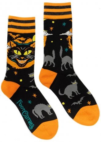 FootClothes Vintage Black Cat Crew Socks