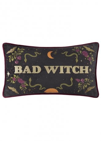 Gothic Homeware Bad Witch Embroidered Velvet Cushion Cover