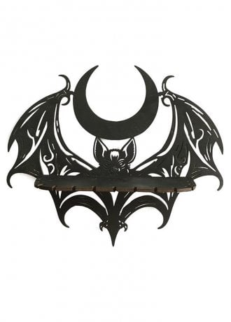 Gothic Homeware Bat Moon Wall Shelf