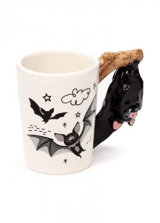 Gothic Homeware Bat Shaped Handle Ceramic Mug