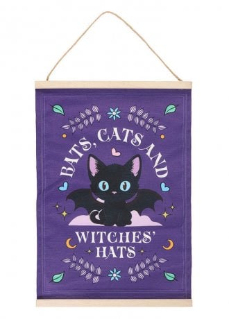 Gothic Homeware Bats, Cats & Witches Hats Wall Hanging