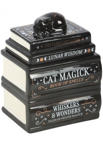 Gothic Homeware Black Cat Book Stack Oil Burner
