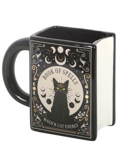Black Cat Magick Book Of Spells Book Shaped Mug