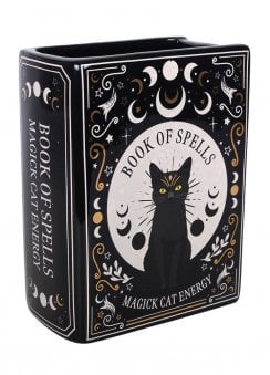 Black Cat Magick Book Shaped Vase