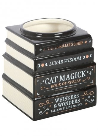 Gothic Homeware Black Cat Magick Book Stack Vase