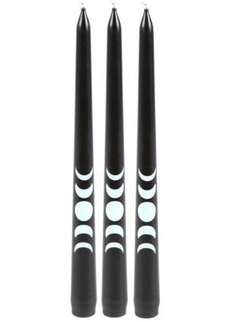Gothic Homeware Black Magic Moon Phase Taper Candles
