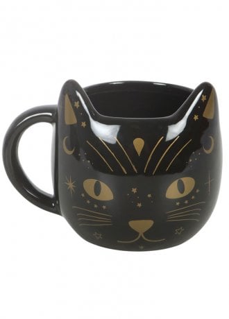 Gothic Homeware Black Magick Cat Face Mug