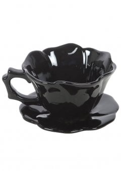 Black Rose Teacup & Saucer