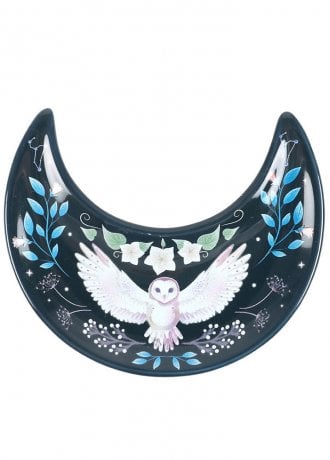 Gothic Homeware Crescent Moon Owl Trinket Dish