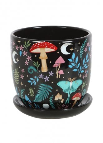 Gothic Homeware Dark Forest Plant Pot With Saucer