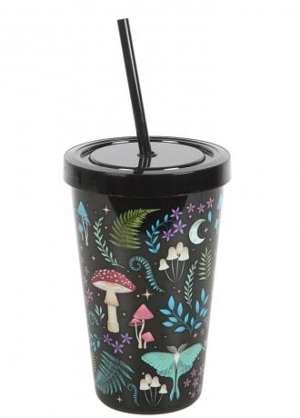 Gothic Homeware Dark Forest Print Plastic Tumbler With Straw