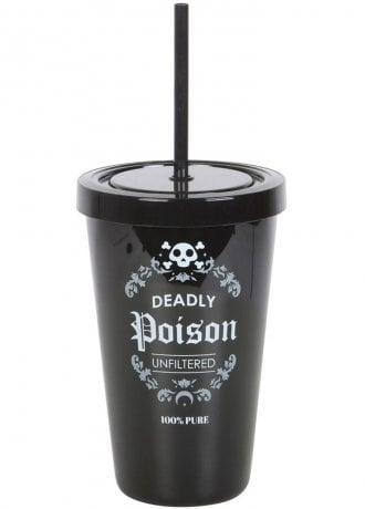 Gothic Homeware Deadly Poison Print Plastic Tumbler With Straw