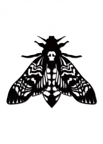 Gothic Homeware Deaths Head Moth Metal Wall Art