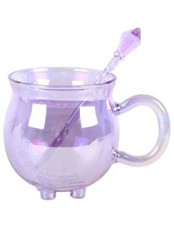Double Walled Purple Glass Cauldron Mug & Spoon