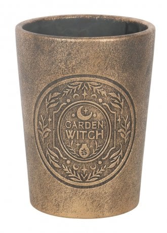 Gothic Homeware Garden Witch Bronze Effect Plant Pot