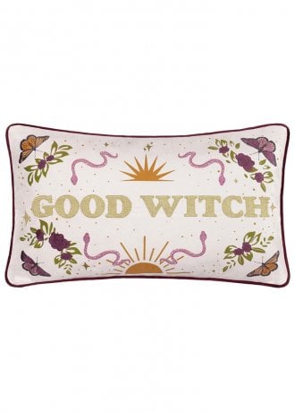 Gothic Homeware Good Witch Embroidered Velvet Cushion Cover
