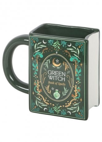 Gothic Homeware Green Witch Book Shaped Mug