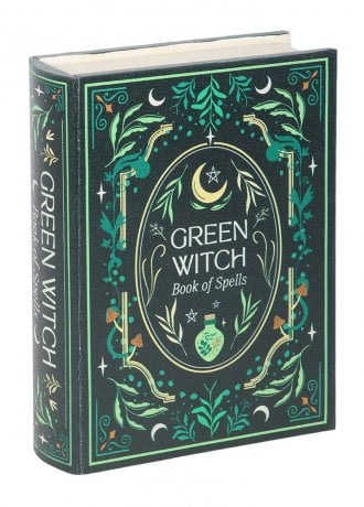 Gothic Homeware Green Witch Book Shaped Storage Box