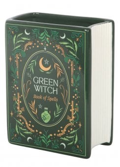 Green Witch Book Shaped Vase