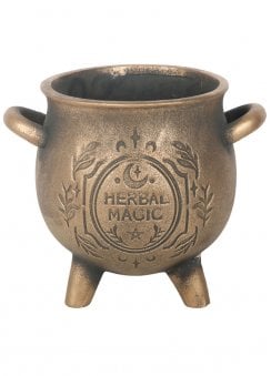 Herbal Magic Bronze Effect Cauldron Plant Pot