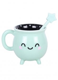 Mint Green Cauldron Mug With Wand Stirrer