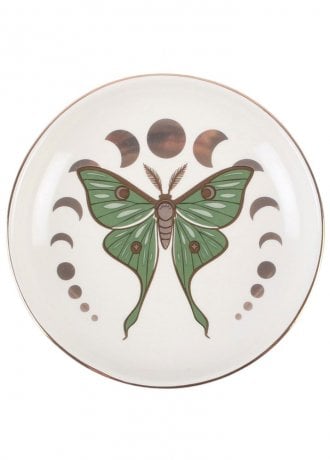 Gothic Homeware Moonphase Moth Trinket Dish