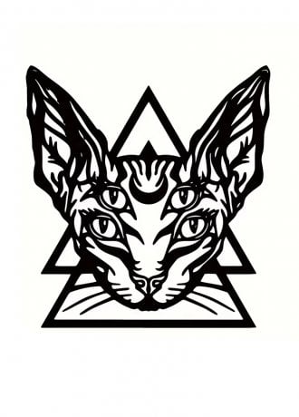 Gothic Homeware Mystic Sphynx Cat Metal Wall Art