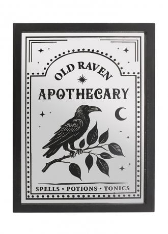 Gothic Homeware Old Raven Apothecary Mirrored Wall Art