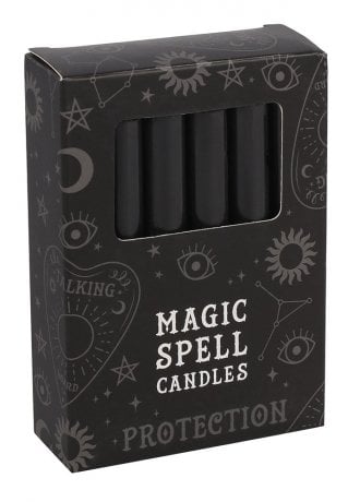 Gothic Homeware Pack of 12 Black Protection Spell Candles