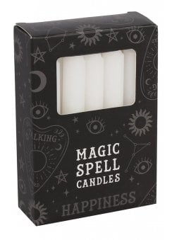 Pack of 12 White Happiness Spell Candles
