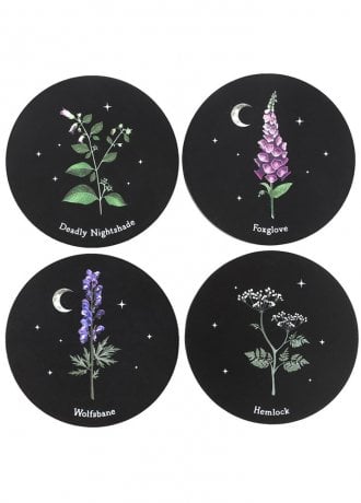 Gothic Homeware Poisonous Plants Coaster Set