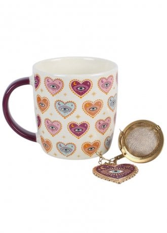 Gothic Homeware Sacred Sight Heart Mug & Tea Infuser Set