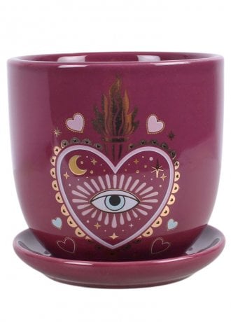 Gothic Homeware Sacred Sight Heart Planter & Saucer