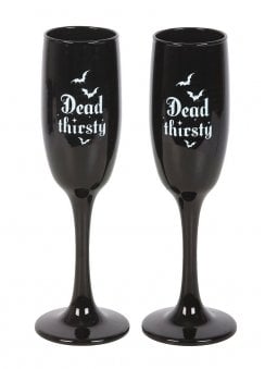 Set Of 2 Dead Thirsty Black Champagne Flutes