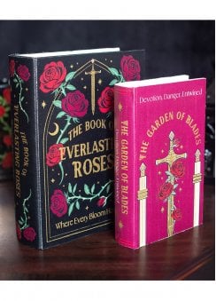 Set of 2 Gothic Rose Book Shaped Storage Boxes