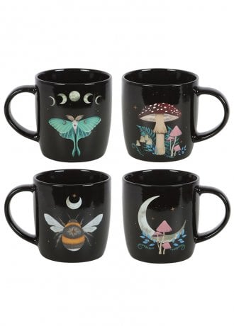Gothic Homeware Set Of Four Dark Forest Mugs 